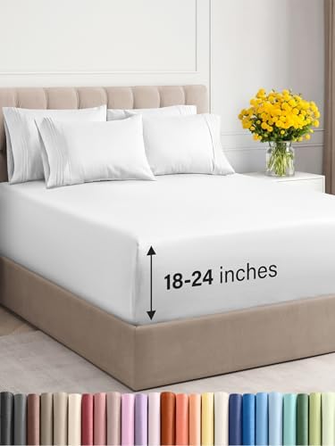 6 Piece Extra Deep Breathable Sheet Set- Choose Color & Size - Gallery 39