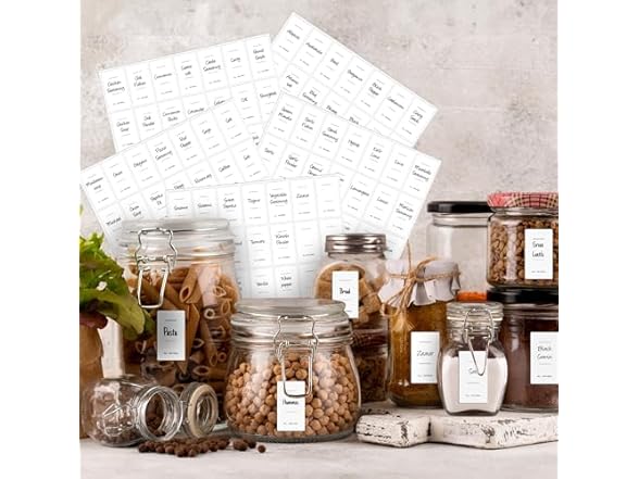 U-Name-It 100 Pre-Printed Nordic Jar Labels & Pantry Stickers