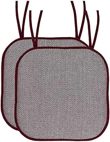 Sweet Home Collection SHC-TIES-CHAIR-PAD-CAM-WINWHT-2PK 2PK Memory foam chair cuhsions Wine/White
