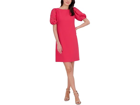 Vince Camuto Women Puff Sleeve Boat Neck Dress