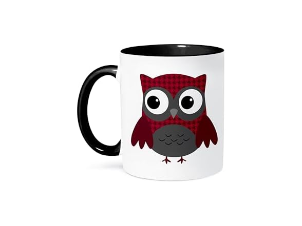 3dRose Ruby Red Houndstooth Owl Mug