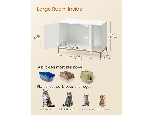 Feandrea Cat Litter Box Enclosure, with Scra