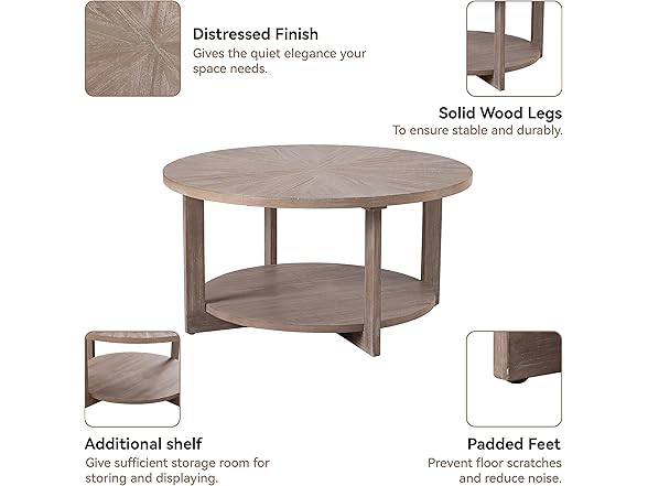 COZAYH Round Wood Coffee Table