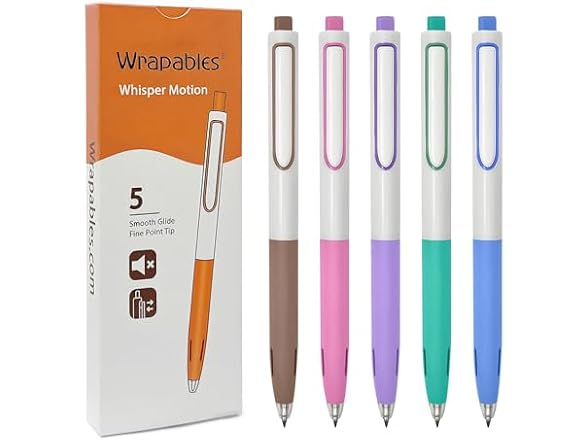 allydrew Silent Retractable Gel Pen Set 5Pk