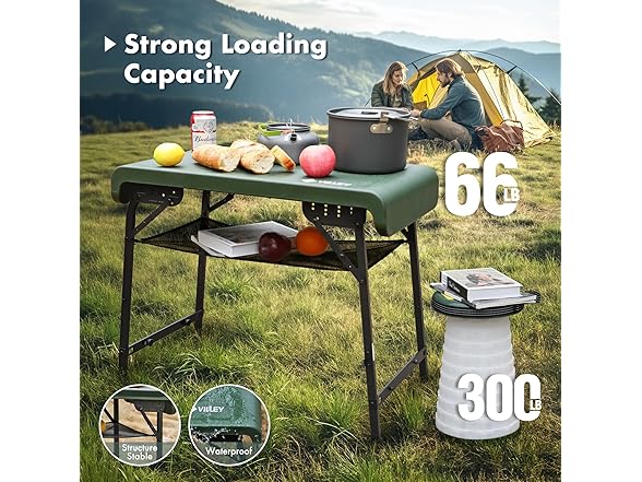 VILLEY Camping Table Collapsible Stools Set