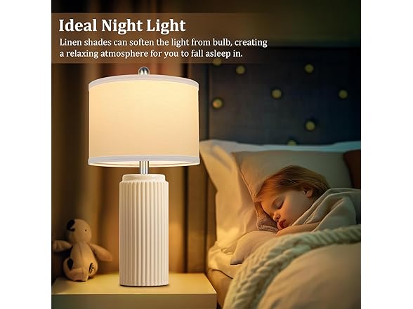 TOBUSA 2 Pack Modern Ceramic Table Lamps, Cream