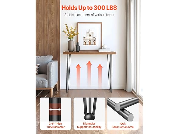 Hairpin Table Legs 36 in Black Set of 4 Desk