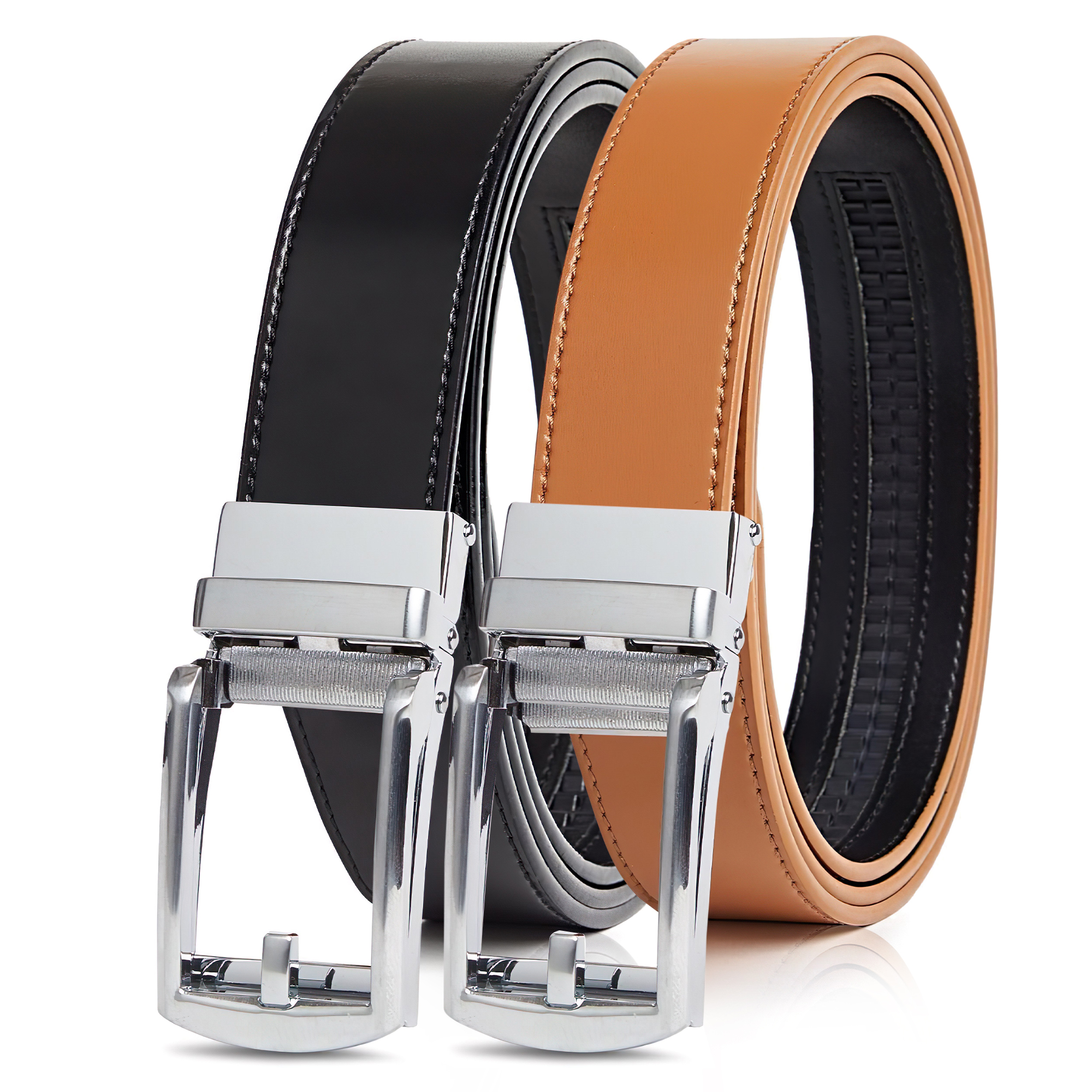 Carlo Fellini Mens Leather Ratchet Belt - Gallery 49