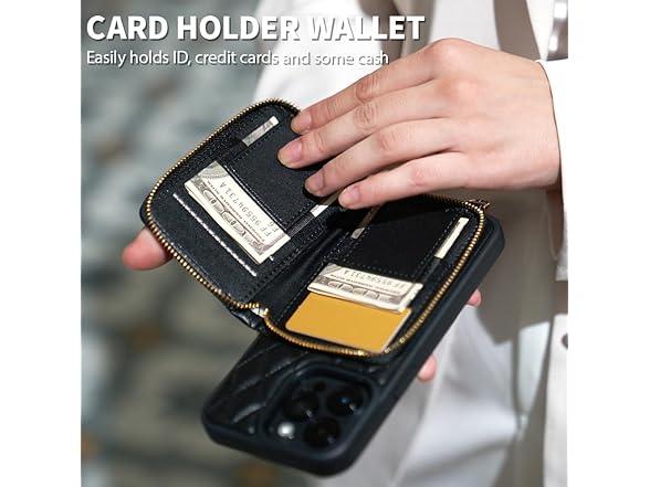 LAMEEKU iPhone 15 Pro Max Wallet Case