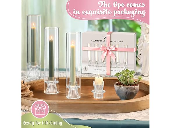 12" Glass Hurricane Candle Holders