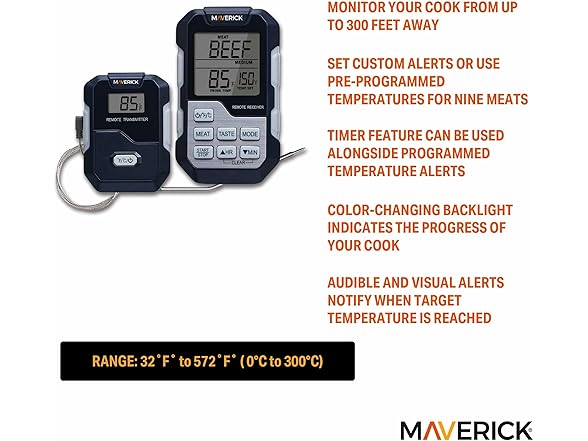 Maverick Long Range Digital Wireless Meat Thermometer