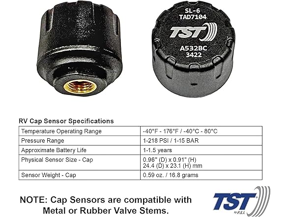 TST 507 TPMS 4 Cap Sensors Color Disp