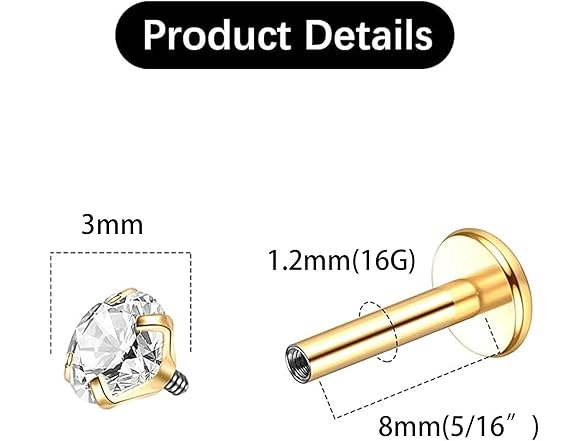 KXSBXJ 16G Titanium Flat Back Nose Stud