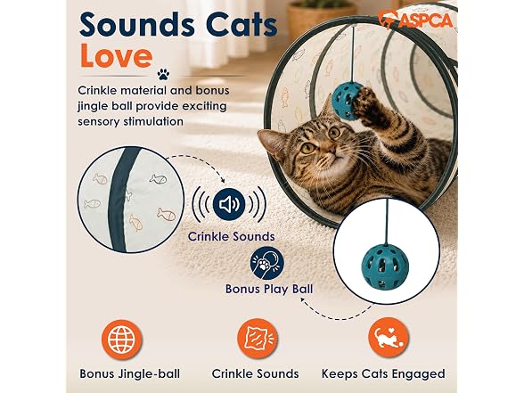 ASPCA Cat Tunnel with Rattle Toy
