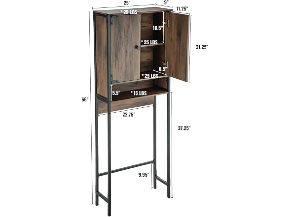 Landia Home CVA6112U Over the Toilet Vertical Brown