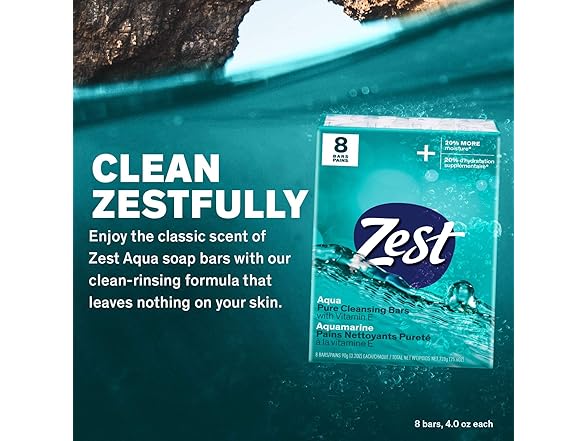 Zest Aqua Bar Soap, 8pk