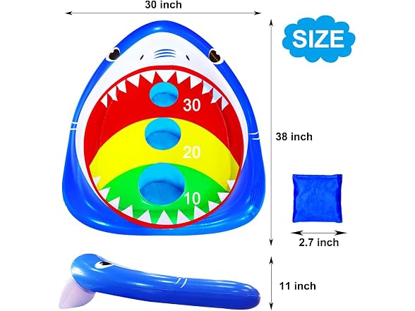 Inflatable Shark Cornhole Board for Pool