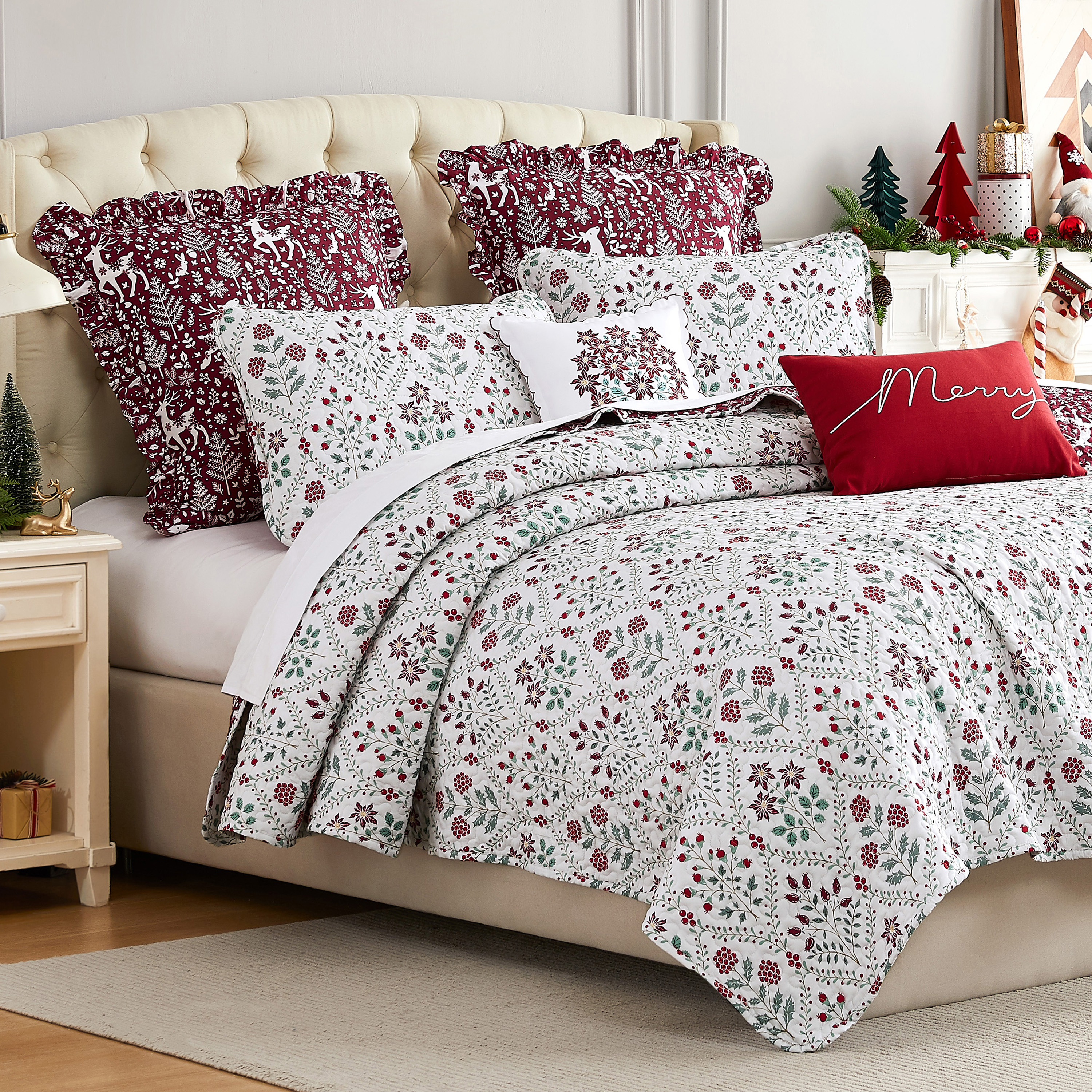 Oversized 7Pc Christmas Quilt Set - Gallery 16