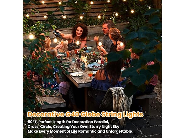 Bosceos 50FT Outdoor G40 LED String Lights