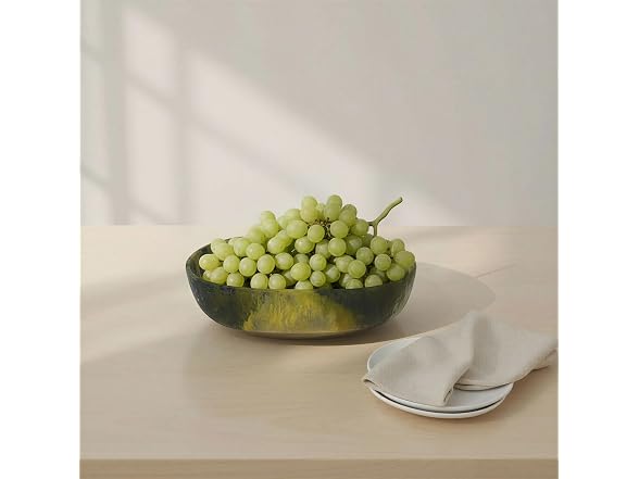 Creative Co-Op Oval Marbled Resin Decorative Bowl, Green