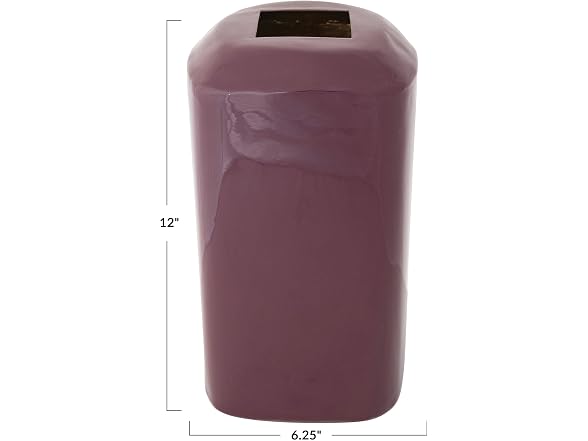 Creative Co-Op Square Enameled Metal Vase, Burgundy Finish