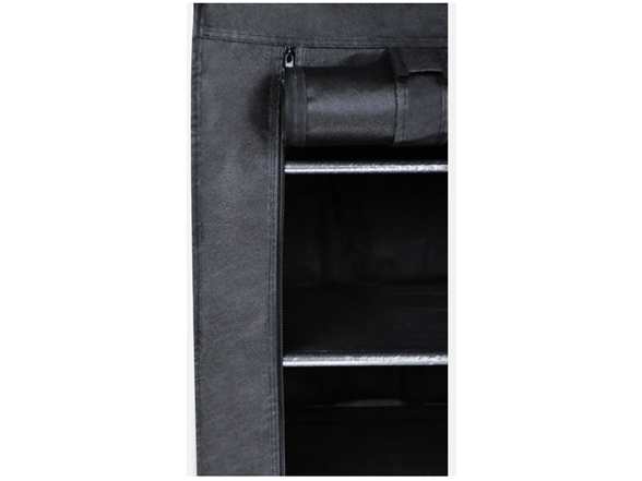 J&V Textiles 682-BK 4 Tier Shoe Rack with Side Pocket