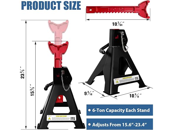 FITHOIST Heavy Duty 6 Ton Jack Stands