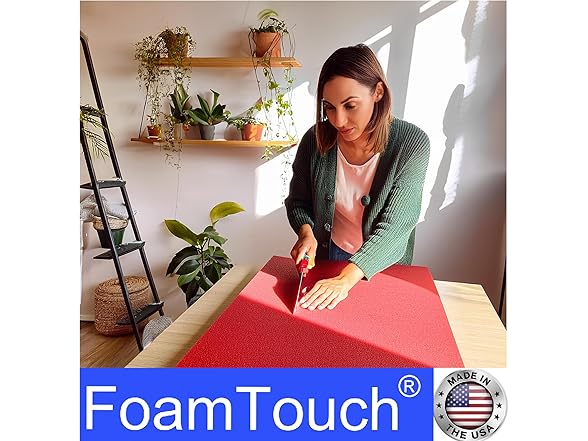FoamTouch 1"D x 36"W x 72"L Red High Density Foam