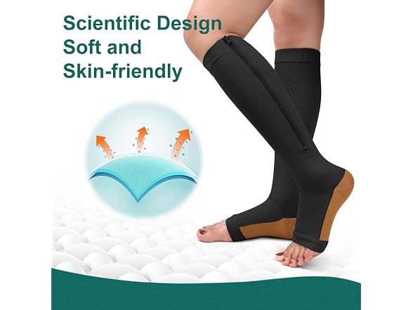Cthh (XXL) Zipper Compression Toeless Knee Socks