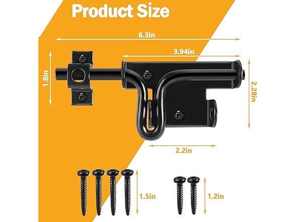 Door Lock Bolt Gate Latch - Choose Size
