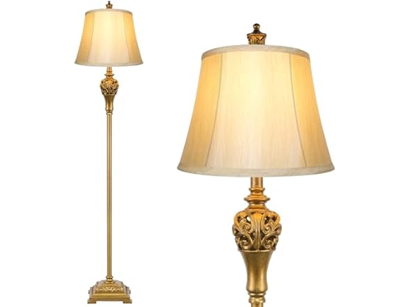 BesLowe Vintage Floor Lamp Brass Gold