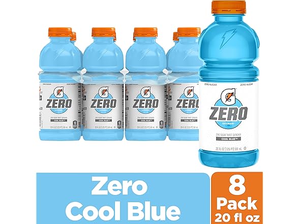 8PK Gatorade G Zero Cool Blue, Thirst Quench