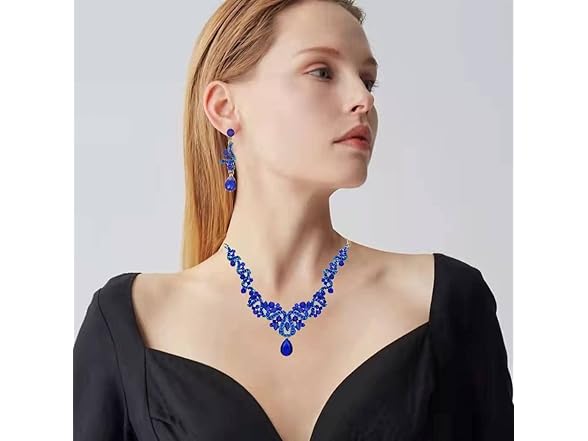 QYJ Women's Jewelry Set Blue-Gold Plated