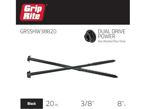 Grip-Rite Grip-Rite GRSSHW38820 3/8" x 8" Structu
