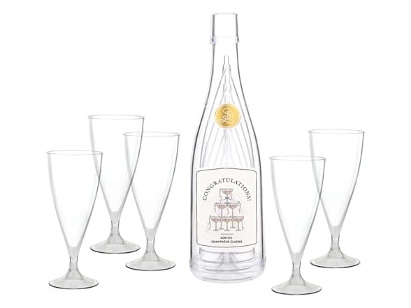 Stackable Acrylic Glasses with Storage Bottle, Set of 5