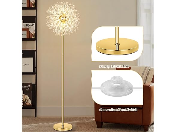 BesLowe 69'' Crystal Floor Lamp