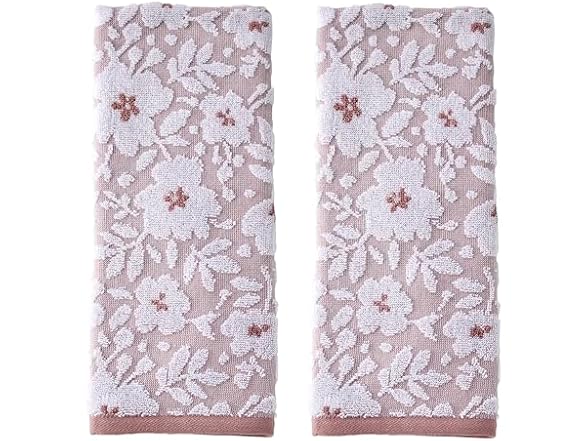 SKL Home Floral Hand Towel Set-2pc, 100% Cotton, Rose