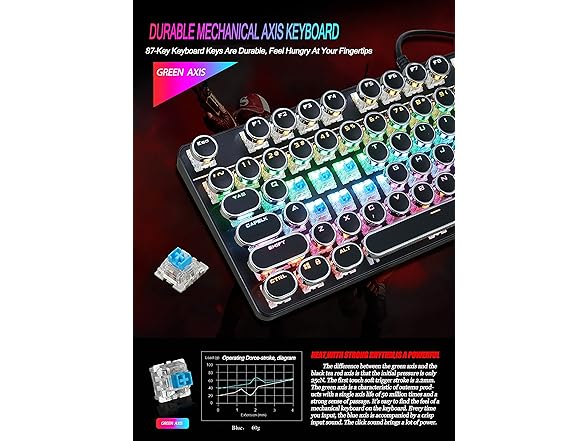 TROCHIN Typewriter Style Gaming Keyboard