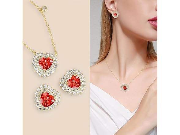 Joyssense Crystal Heart Pendant Necklace