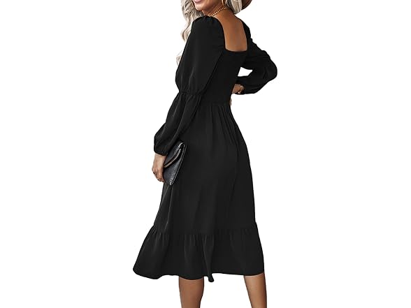Ekaliy Women (XL) Aline Flowy Midi Square Dress