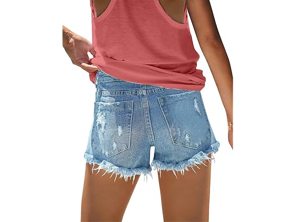 Onlypuff Women (L) Shorts Pockets Ripped Shorts