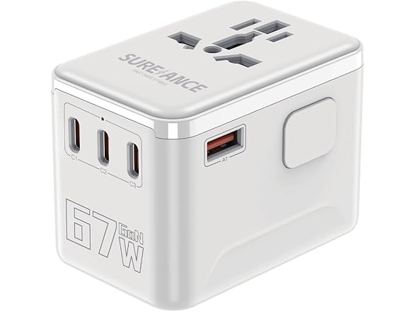 67W Universal Travel Adapter with USB C
