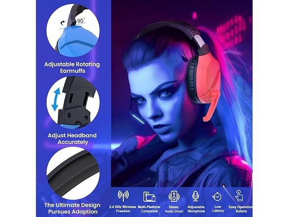 WolfLawS Wireless Gaming Headset with Mic