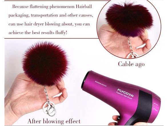 VesipaFly (S) Faux Fox Fur Pom Pom Ball Pendant