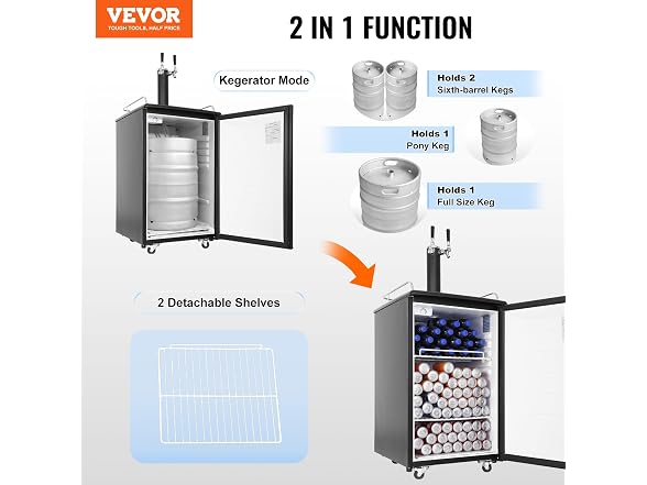 VEVOR Beer Kegerator, Dual Tap Draft