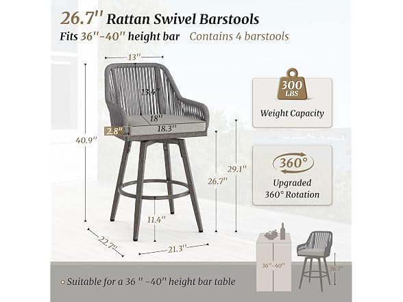 Cozyman BC2216026042741 outdoor bar stools (Open Box) - Gallery 2