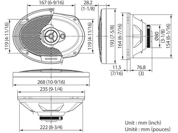 Kenwood Elliptic Speakers 3-Way 15 x 23