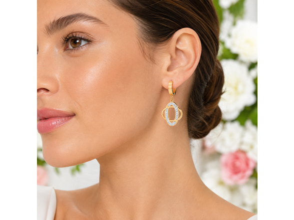 18K Gold Plated CZ Oval Drop Huggies