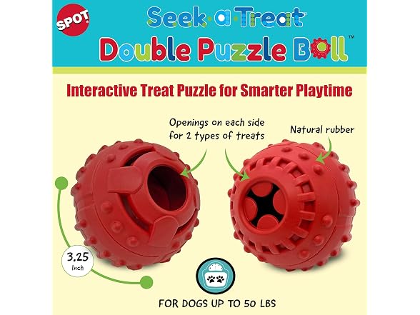 SPOT Seek-A-Treat Double Puzzle Ball Dog Toy