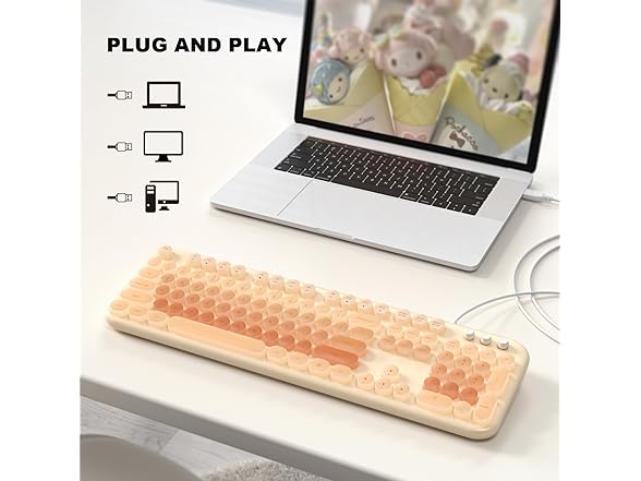 SQMD Retro Wired Backlit Keyboard